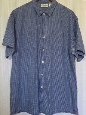 US Expedition Men's XL Shirt Button Up Short Sleeve Cotton Navy 100% Cotton